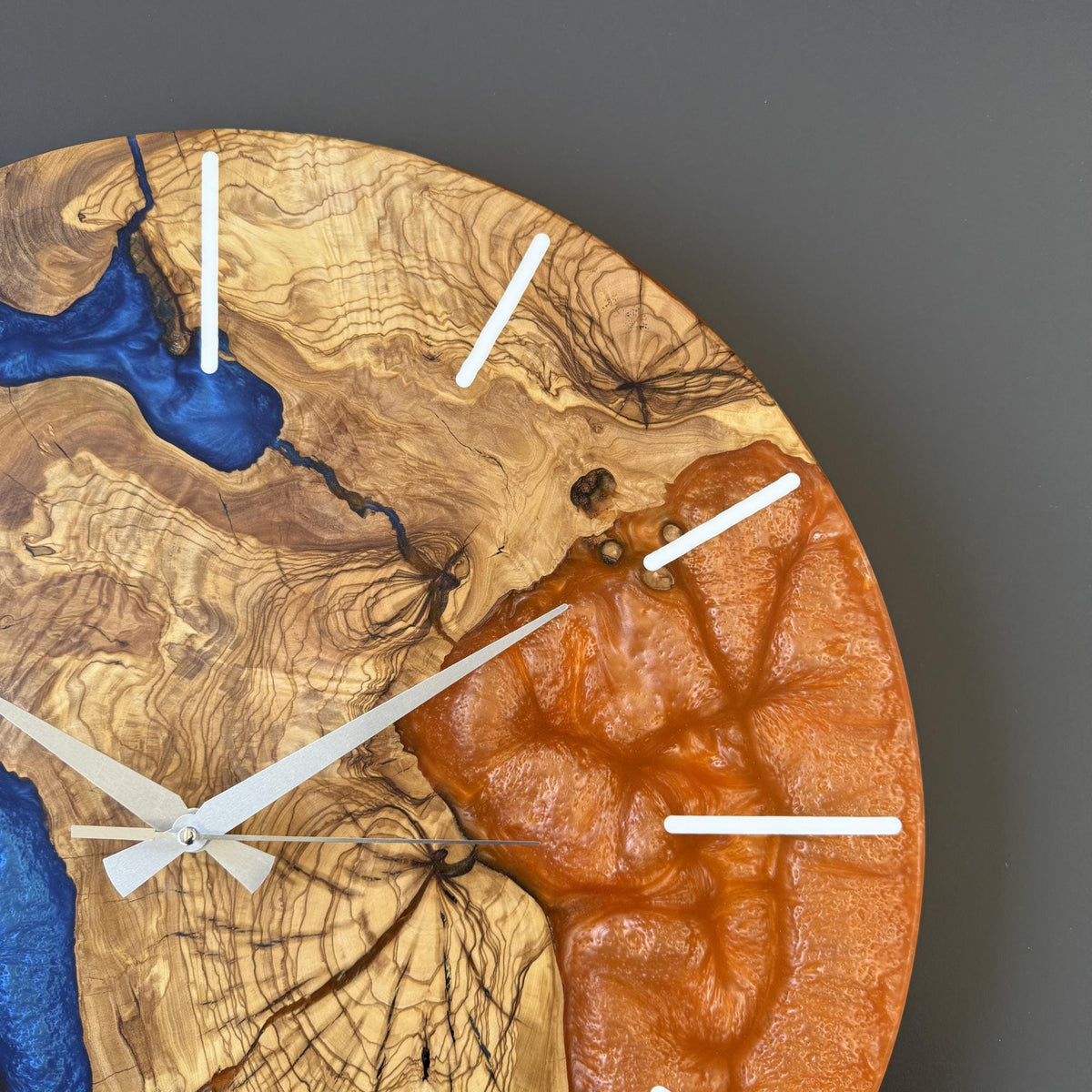 Custom Olive Wood Epoxy Wall Clock – Personalized Handmade Resin Wood Clock