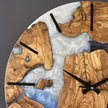 Unique Olive Wood Epoxy Wall Clock – Handmade Resin Wood Clock, Meaningful Housewarming Gift