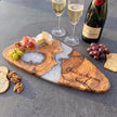 Modern Olive Wood Charcuterie Board | Organic Oval Serving Plate | Handmade Epoxy Resin Cheese Board | Unique Kitchen Gift