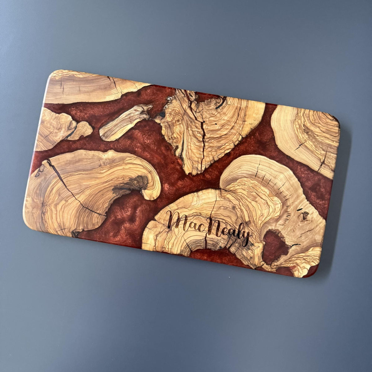 Large Olive Wood Charcuterie Board | Handmade Cheese Board with Epoxy Resin | Rustic Serving Tray | Sushi Platter