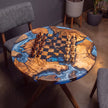 Handmade Olive Wood Epoxy Chess Table, Round Game Furniture, Modern Resin Game Board