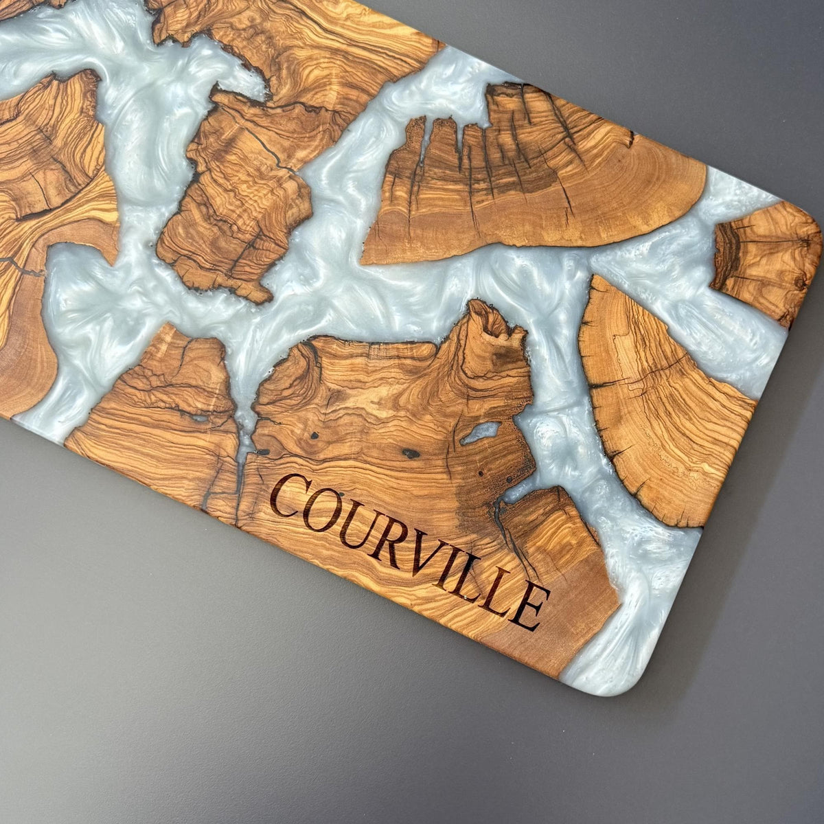 Handmade Olive Wood Charcuterie Board with Epoxy Resin | Rustic Cheese Plate | Wooden Serving Tray | Housewarming Gift | Wedding Gift