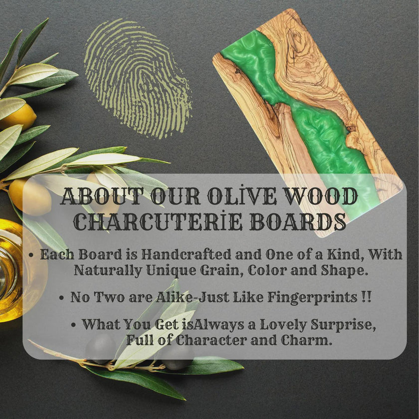 Handmade Olive Wood Charcuterie Board with Epoxy Resin | Rustic Cheese Plate | Wooden Serving Tray | Housewarming Gift | Wedding Gift