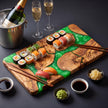 Olive Wood Sushi Board with Epoxy Resin | Handmade Serving Board | Japanese Style Sushi Platter | Charcuterie Board | Housewarming Gift